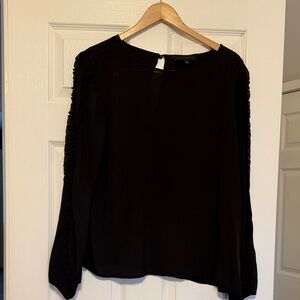Elegant Black Sanctuary Crepe Women's Top w/Ruffles sleeves